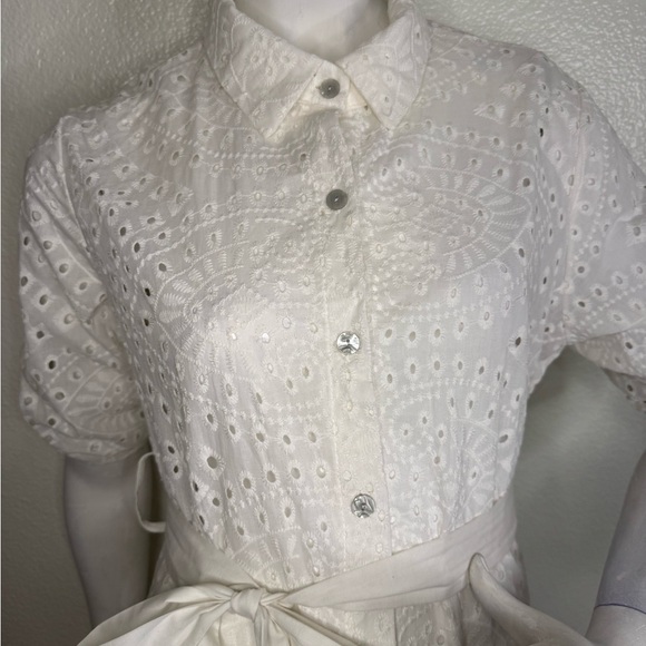 Italian Style EMBROIDERY DRESS WHITE Color 100% Cotton.  #83 - Picture 4 of 16